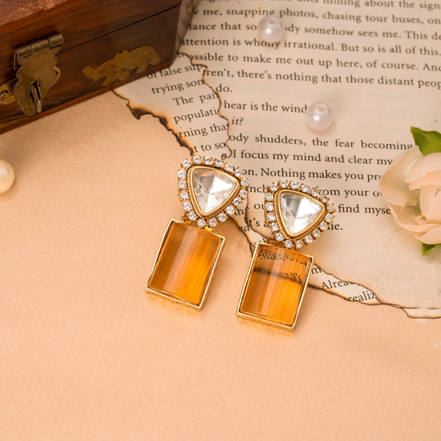 Yellow Alya Polki Earrings