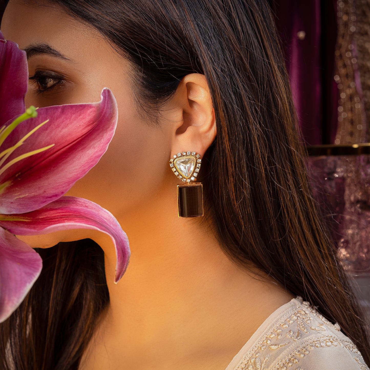 Brown Alya Polki Earrings