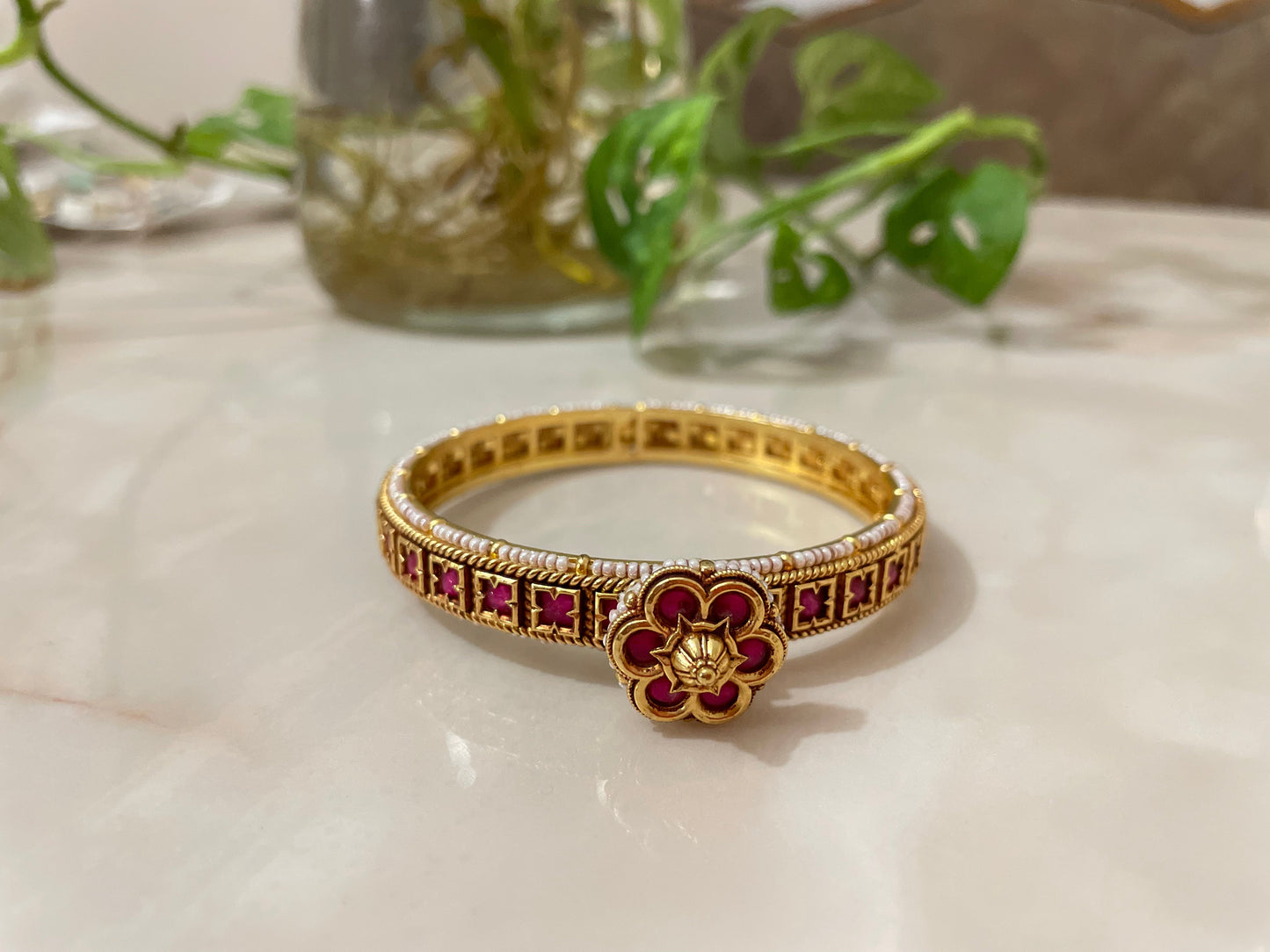 Ruby & Gold Bracelet with pearls