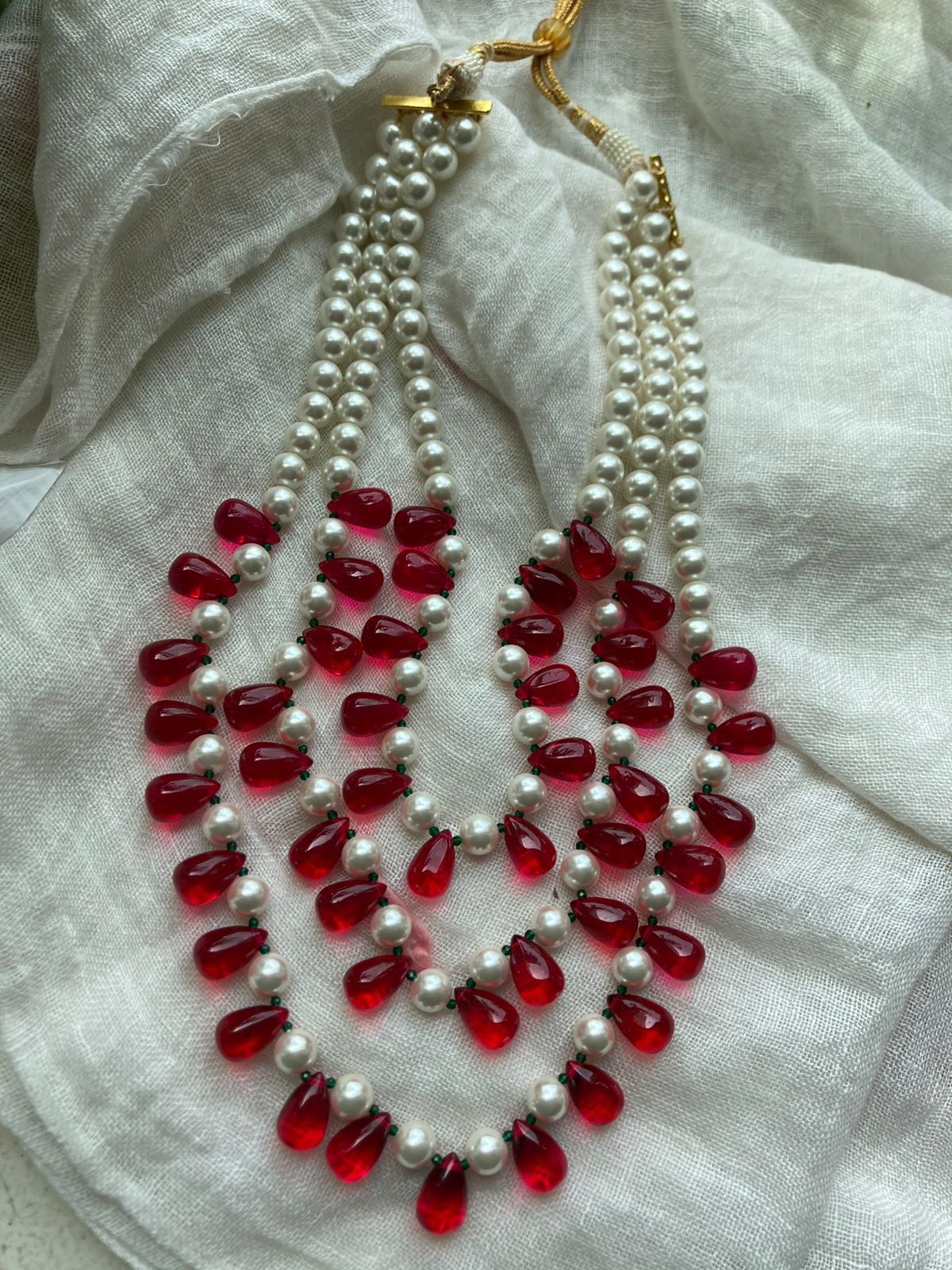 Crimson Cascade Pearl Necklace