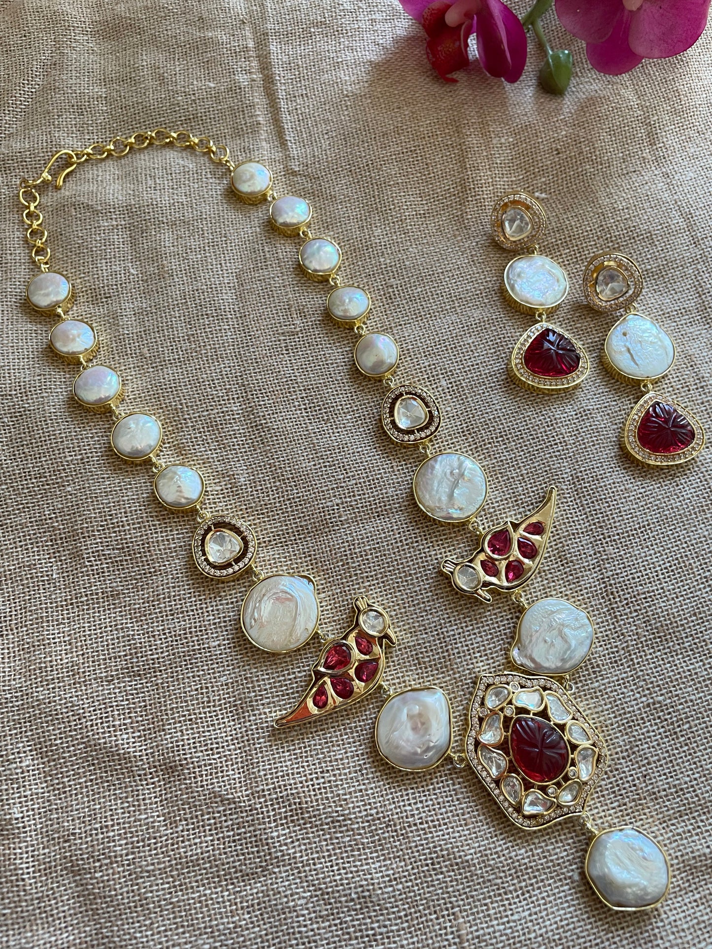Peacock Pearl Necklace Set