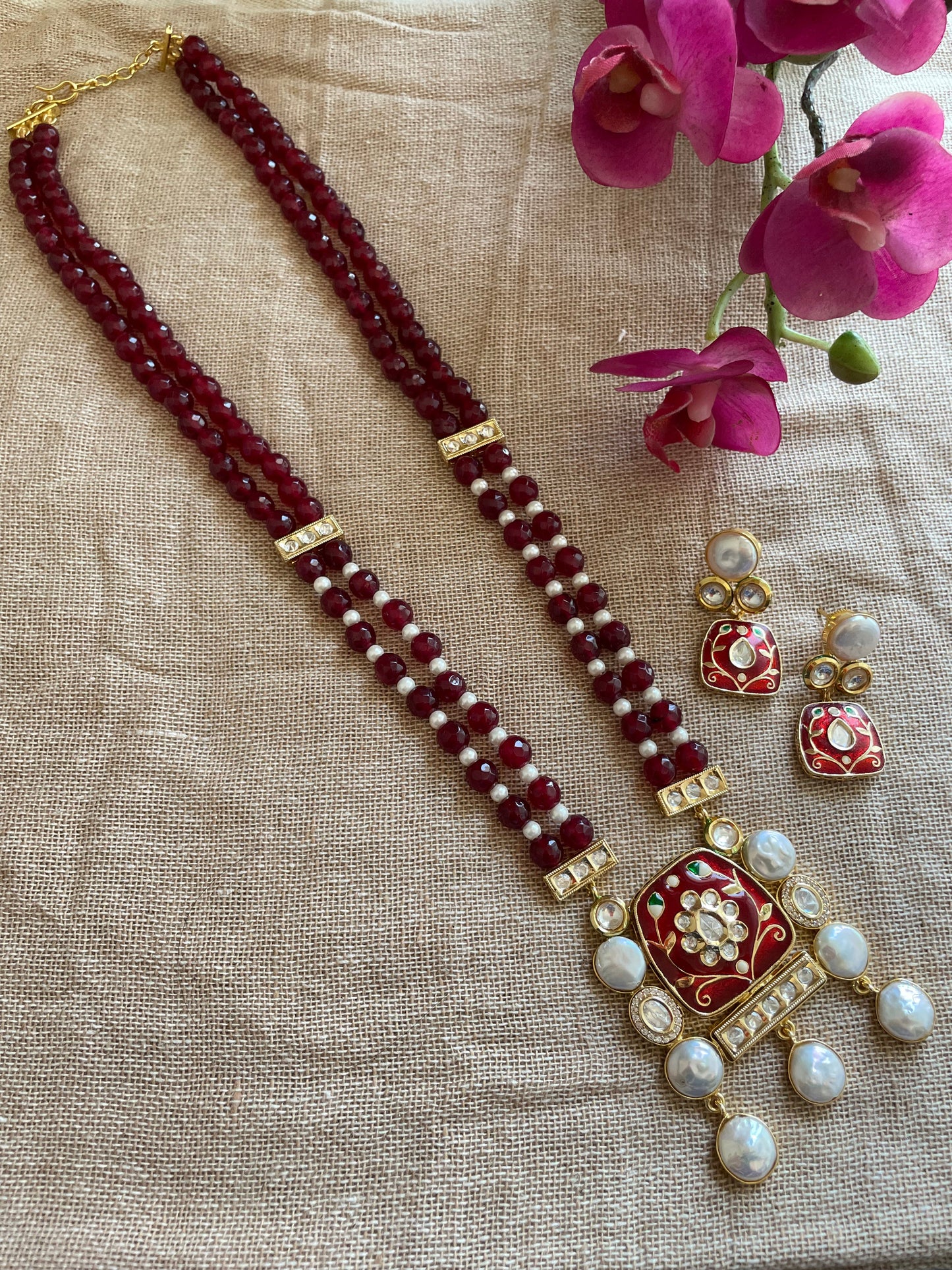 Majestic Maroon Necklace Set