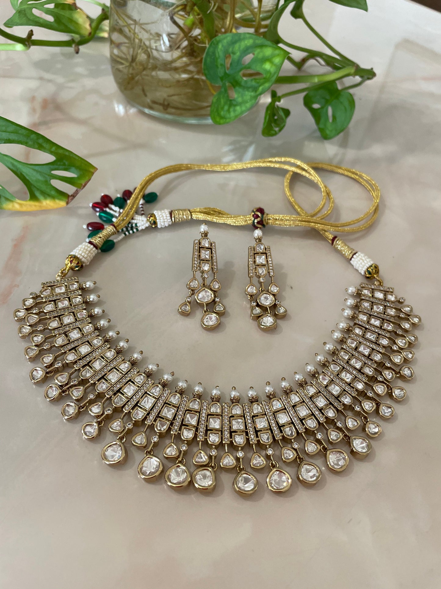 Kundan necklace set with pearls