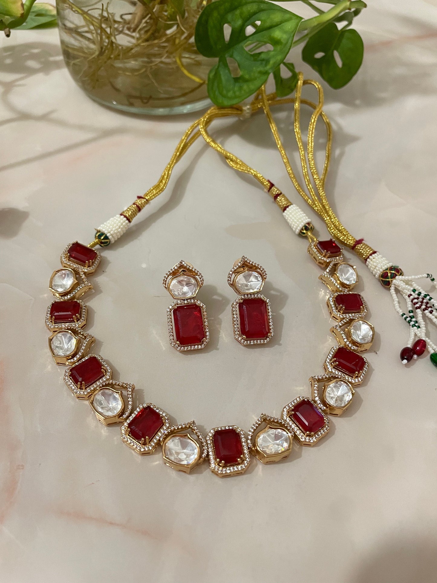 Ruby Necklace set with Kundan