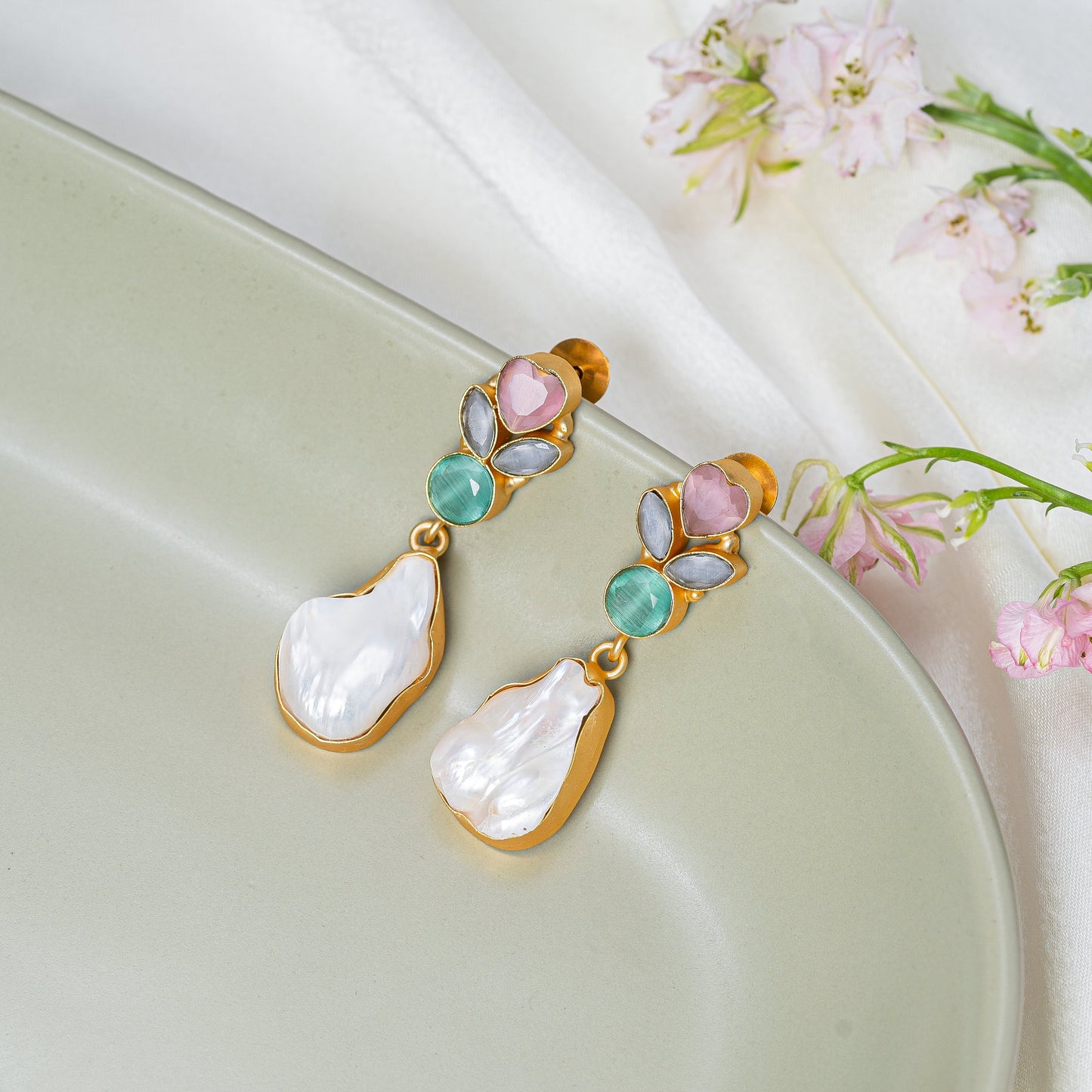 Multi-colour Asina Baroque Pearl Danglers