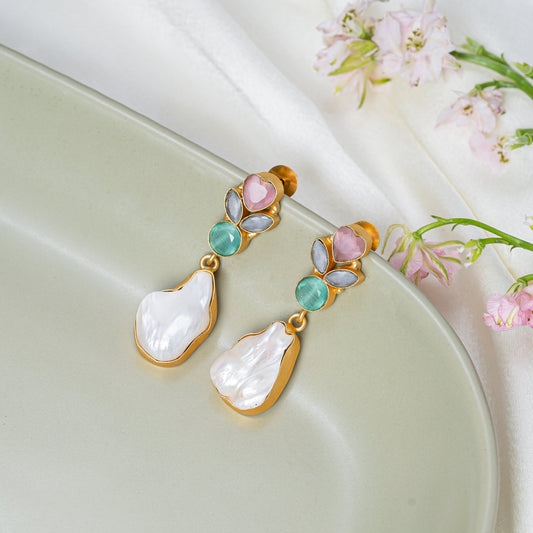 Multi-colour Asina Baroque Pearl Danglers