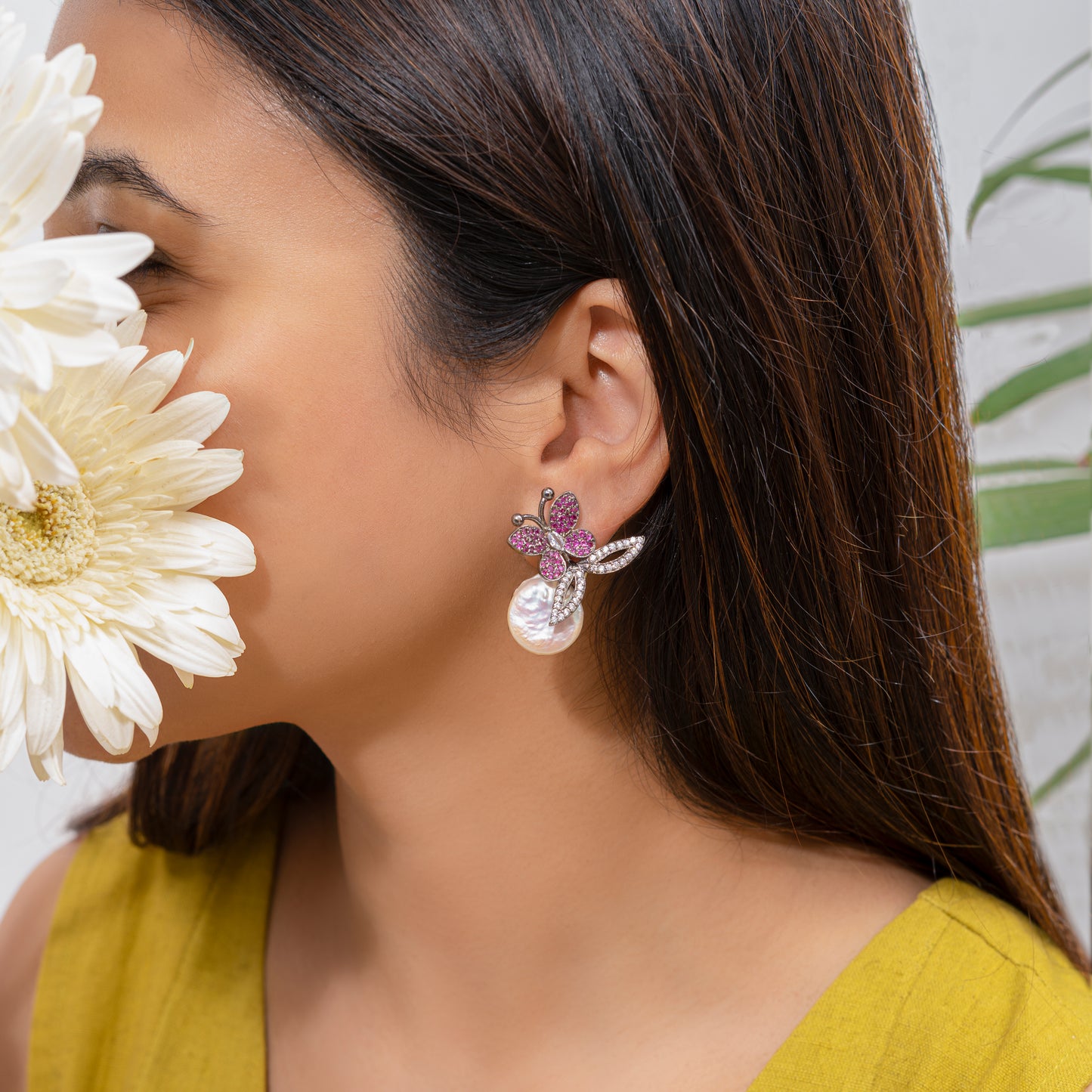 Pink Arah Baroque pearl earrings