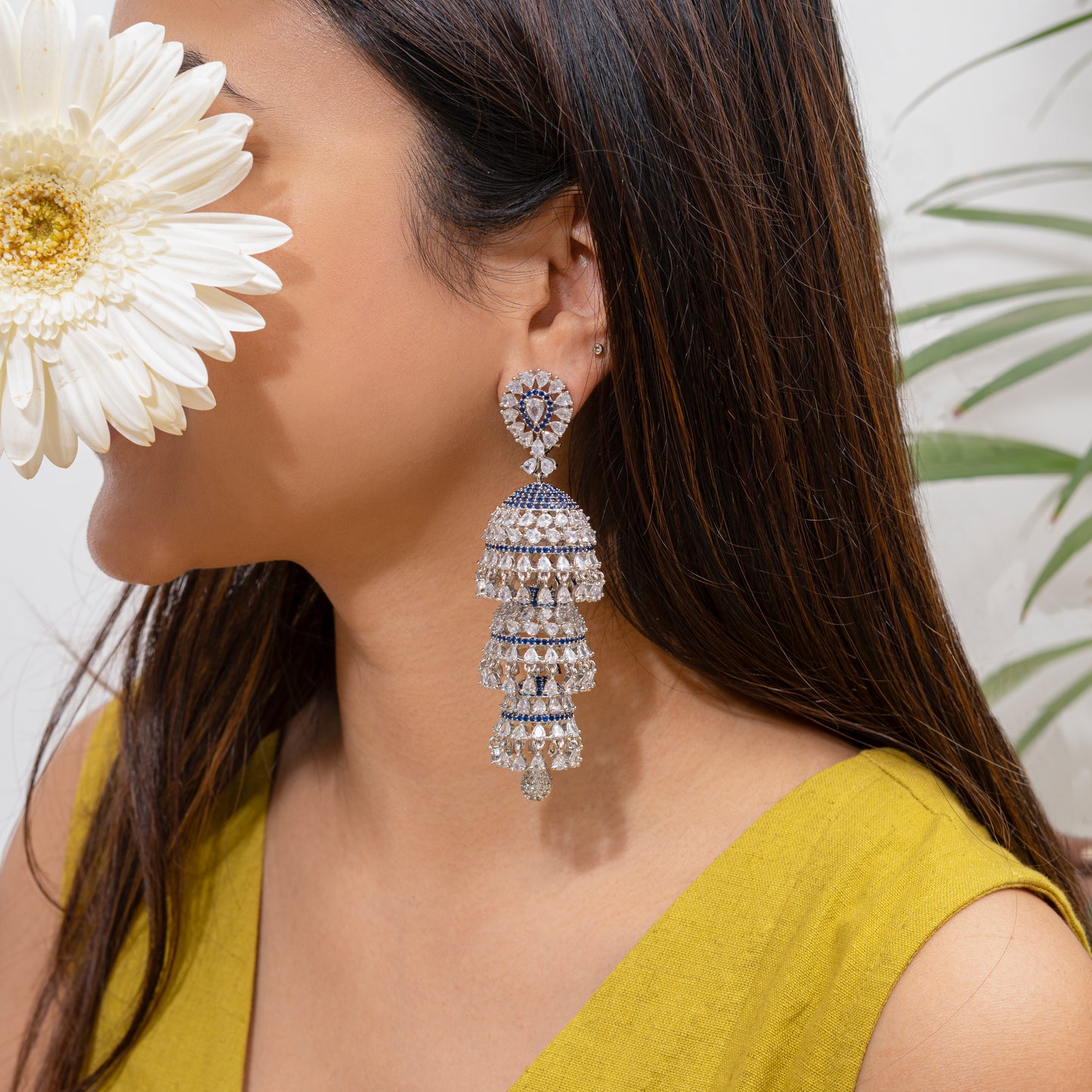 Rasiya Silver Zircon Earrings