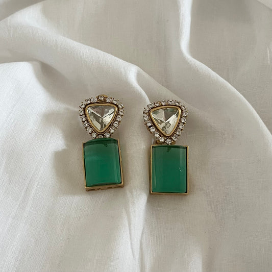 Green Alya Polki Earrings