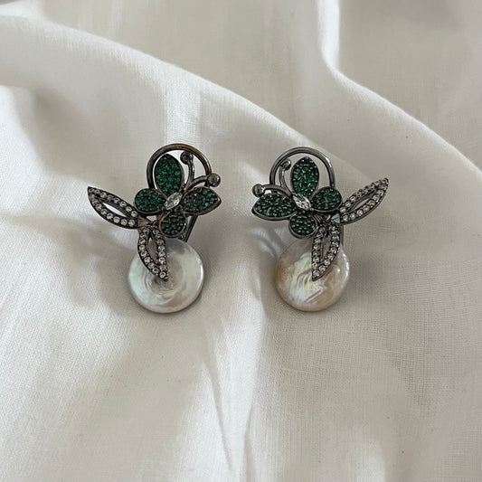 Emerald Arah Baroque pearl earrings