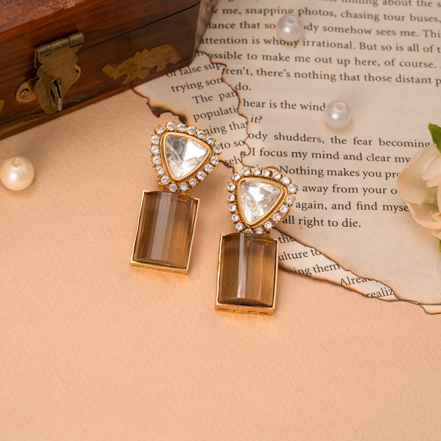 Brown Alya Polki Earrings