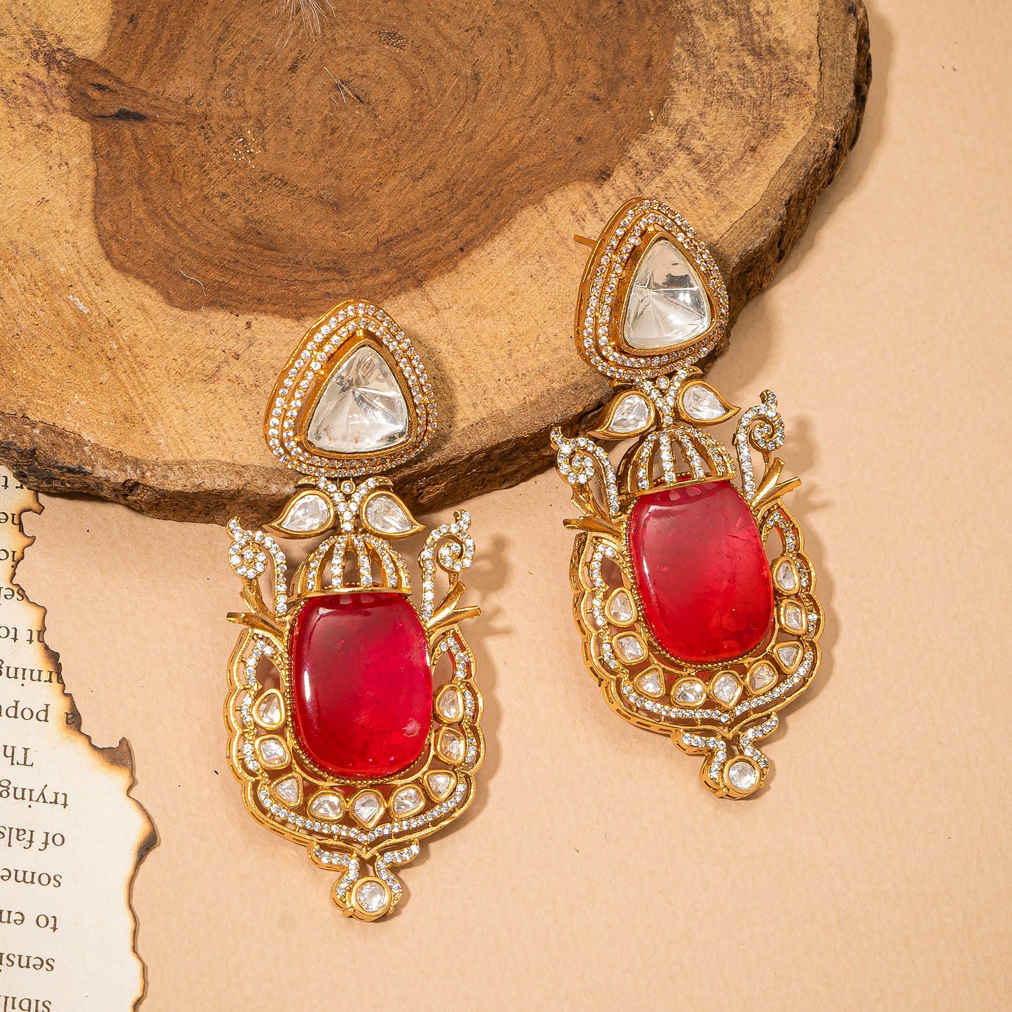 Gold Plated danglers set in silver & alloy