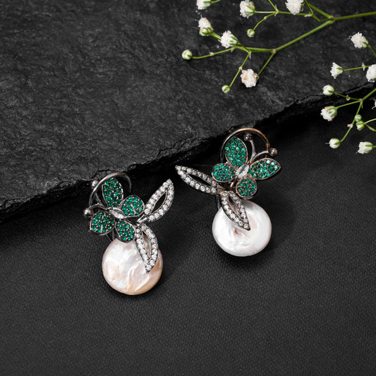 Emerald Arah Baroque pearl earrings