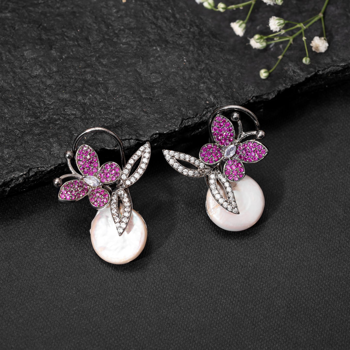 Pink Arah Baroque pearl earrings
