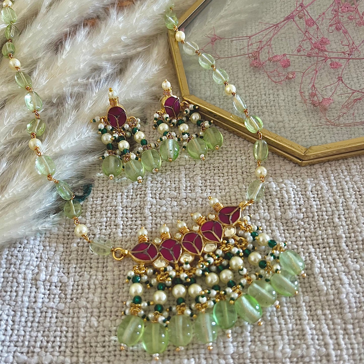 Pachi Kundan necklace necklace set with pearl string