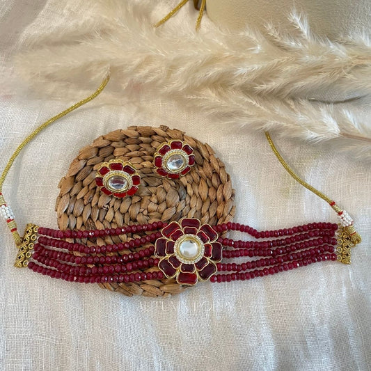 Crimson Blossom Necklace Set