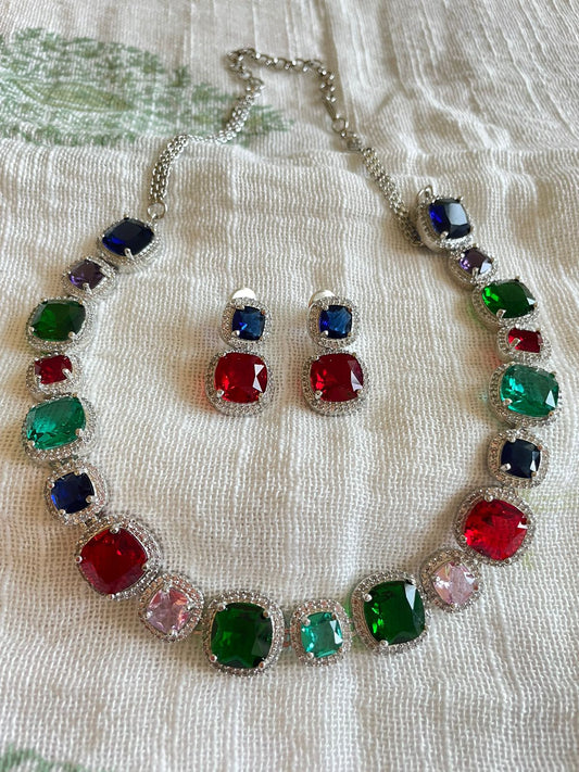 Jeweled Spectrum Necklace Set