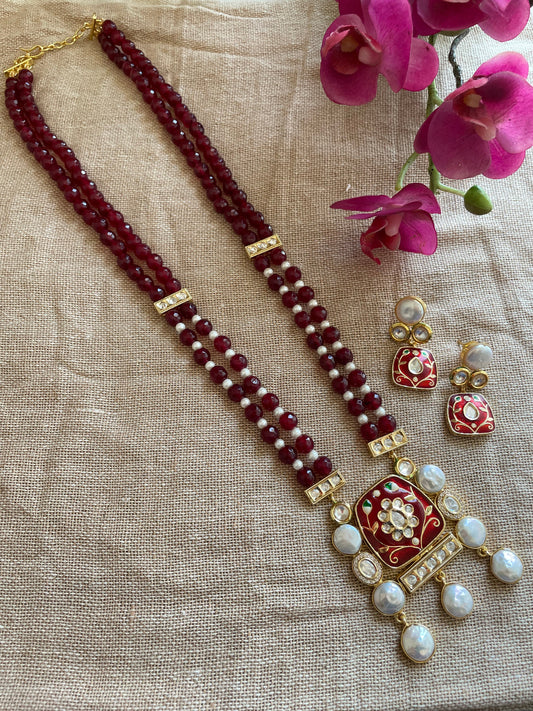 Majestic Maroon Necklace Set